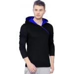 Redbrick Men's Plain Oblique Zipper Cotton Hooded T-shirt