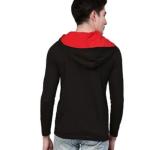 Redbrick Men's Plain Oblique Zipper Cotton Hooded T-shirt