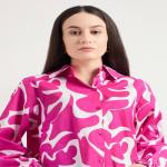 Bitsy Owl Women Cotton Blend Printed Button Front Purple Long Shirt Collared Neck Dress || Long Sleeves Summer Oversized Shirt for Office Wear || Semi Formal Shirt