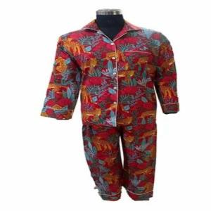 Unisex Piping Cotton Night Suit