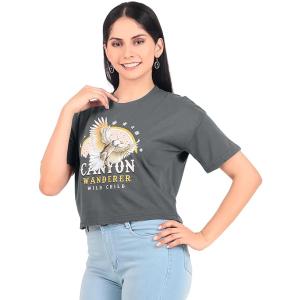 London Hills Women Tops || Crop Tops for Women || Tshirt for Women || Women Tshirt top ||  LH_CROP_TOP_EAGLE_166_GREY_