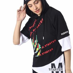 London Hills Cotton Blend Women Oversized Hoodie | Drop Shoulder Hoodie For Women||  LH_OS_HOOD_WOMEN_BLACK_46_