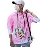 London Hills Printed Cotton Oversized Hoodies For Men | Half Sleeve Oversized T-shirt || LH_OS_HOODIE_HS_PINK_44