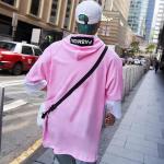 London Hills Printed Cotton Oversized Hoodies For Men | Half Sleeve Oversized T-shirt || LH_OS_HOODIE_HS_PINK_44