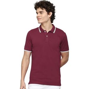 London Hills Men Cotton Regular Fit Half Sleeve Polo Neck T-Shirt || LH_POLO_T_HS_MAROON_WHITE_910