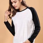 London Hills Raglan T-shirts for Women || Women Raglan Sleeve Tshirt || Full Sleeve t Shirt for Women || Raglan Tops for Women || ‎ LH_T_FS_WOMEN_RAGLAN_167_BLACK_