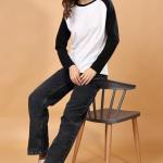 London Hills Raglan T-shirts for Women || Women Raglan Sleeve Tshirt || Full Sleeve t Shirt for Women || Raglan Tops for Women || ‎ LH_T_FS_WOMEN_RAGLAN_167_BLACK_