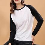 London Hills Raglan T-shirts for Women || Women Raglan Sleeve Tshirt || Full Sleeve t Shirt for Women || Raglan Tops for Women || ‎ LH_T_FS_WOMEN_RAGLAN_167_BLACK_