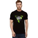 London Hills Men's Regular Fit Good Vibes Slogan Printed Black T-Shirt