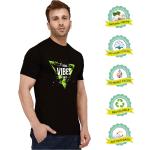 London Hills Men's Regular Fit Good Vibes Slogan Printed Black T-Shirt