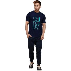 London Hills Men's Regular Fit Signature Slogan Printed Navy T-Shirt