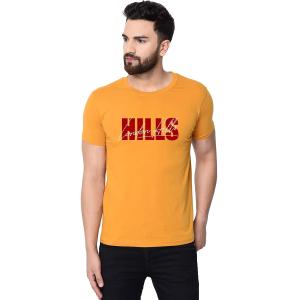 London Hills Men's Regular Fit Hills Slogan Printed Mustard T-Shirt