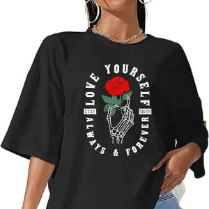 Oversized Longline Drop Shoulder Boho Style ||Love Your Self Women T-Shirt