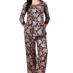 London Hills Women Printed Kurta with Pant ||  Women Kurta Set || Plazo Kurti Set for Women ||‎ LH_WOMEN_CORDSET_1512_BROWN_