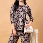 London Hills Women Printed Kurta with Pant ||  Women Kurta Set || Plazo Kurti Set for Women ||‎ LH_WOMEN_CORDSET_1512_BROWN_