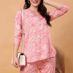 London Hills Women Printed Kurta with Pant || Women Kurta Set || Plazo Kurti Set for Women || LH_WOMEN_CORDSET_1515_PINK_