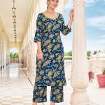 London Hills Women Printed Kurta with Pant || Salwar Suit Set for Women || LH_WOMEN_PLAZO_SET_1501_BLUE