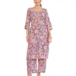 London Hills Women Printed Kurta with Pant || Women Kurta Set || Plazo Kurti Set for Women ||‎ LH_WOMEN_PLAZO_SET_1504_PURPLE