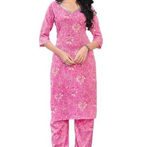 London Hills Women Printed Kurta with Pant|| Women Kurta Set || Plazo Kurti Set for Women || ‎ LH_WOMEN_PLAZO_SET_1505_PINK_FLOWER_