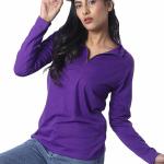 London Hills Women Tshirt Full Sleeve Zipper Tshirt for Women t-Shirt for Women Full Sleeves||  WOMEN_ZIPPER_PURPLE_160