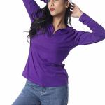 London Hills Women Tshirt Full Sleeve Zipper Tshirt for Women t-Shirt for Women Full Sleeves||  WOMEN_ZIPPER_PURPLE_160