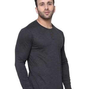 London Hills Men's Regular Fit T-Shirt|| LH_T_503_DGRY_F_R_3BTN_