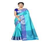 Naveera Banarasi silk Tanchoi Saree in Sea blue