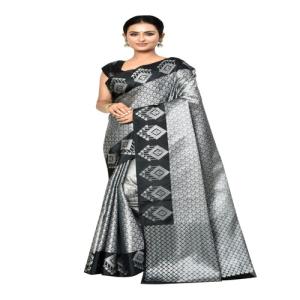 Naveera Banarasi silk Tanchoi Saree in Sea Grey