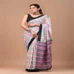 Hand Printed Mul Cotton Saree