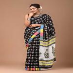 Hand Printed Mul Cotton Saree