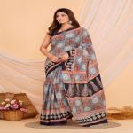 Hand Printed Mul Cotton Saree