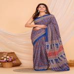 Hand Printed Mul Cotton Saree