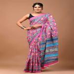 Hand Printed Mul Cotton Saree