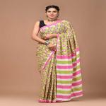 Hand Printed Mul Cotton Saree