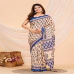 Hand Printed Mul Cotton Saree