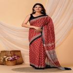 Hand Printed Mul Cotton Saree