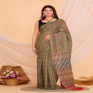 Hand Printed Mul Cotton Saree