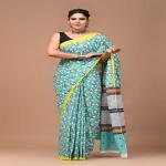 Hand Printed Mul Cotton Saree