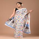 Hand Printed Mul Cotton Saree