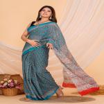 Hand Printed Mul Cotton Saree