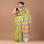 Hand Printed Mul Cotton Saree