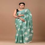 Hand Printed Mul Cotton Saree