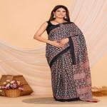 Hand Printed Mul Cotton Saree