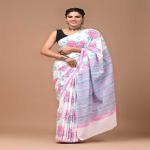 Hand Printed Mul Cotton Saree