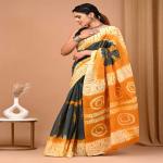 Hand Printed Mul Cotton Saree