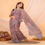 Hand Printed Mul Cotton Saree