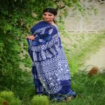 Hand Printed Mul Cotton Saree