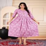 Women Floral Print Cotton Blend Anarkali Kurta