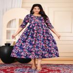 Women Floral Print Cotton Blend Anarkali Kurta