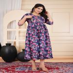 Women Floral Print Cotton Blend Anarkali Kurta